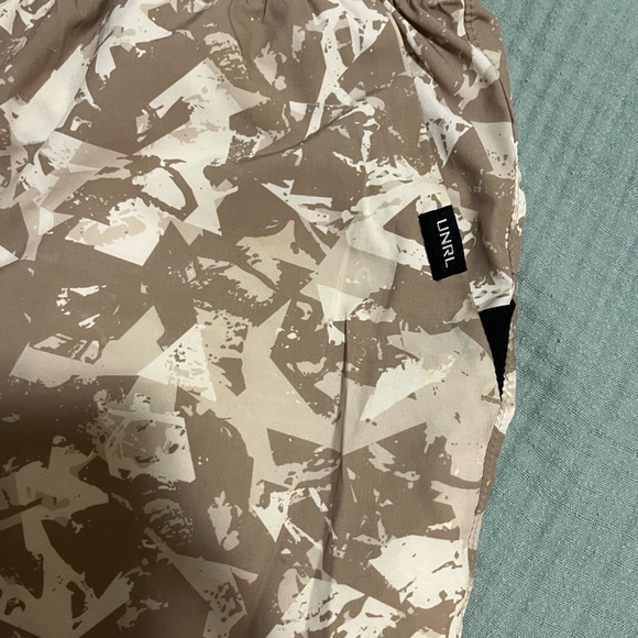Beige and White Camouflage Shorts from unrl - Picture 2 of 5